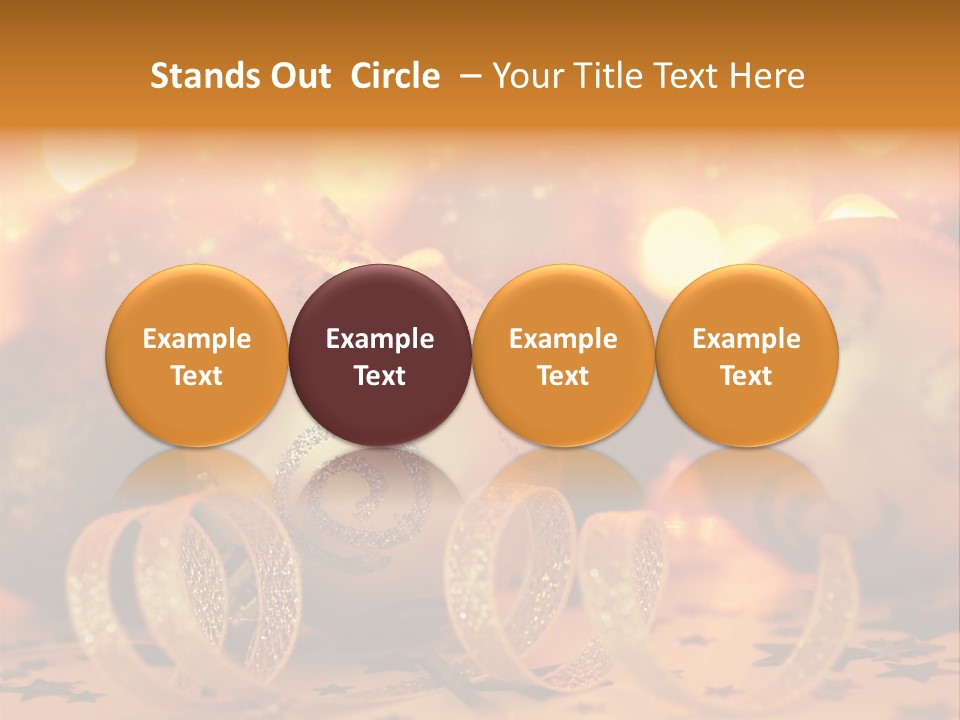 Xmas Ribbon Gold PowerPoint Template