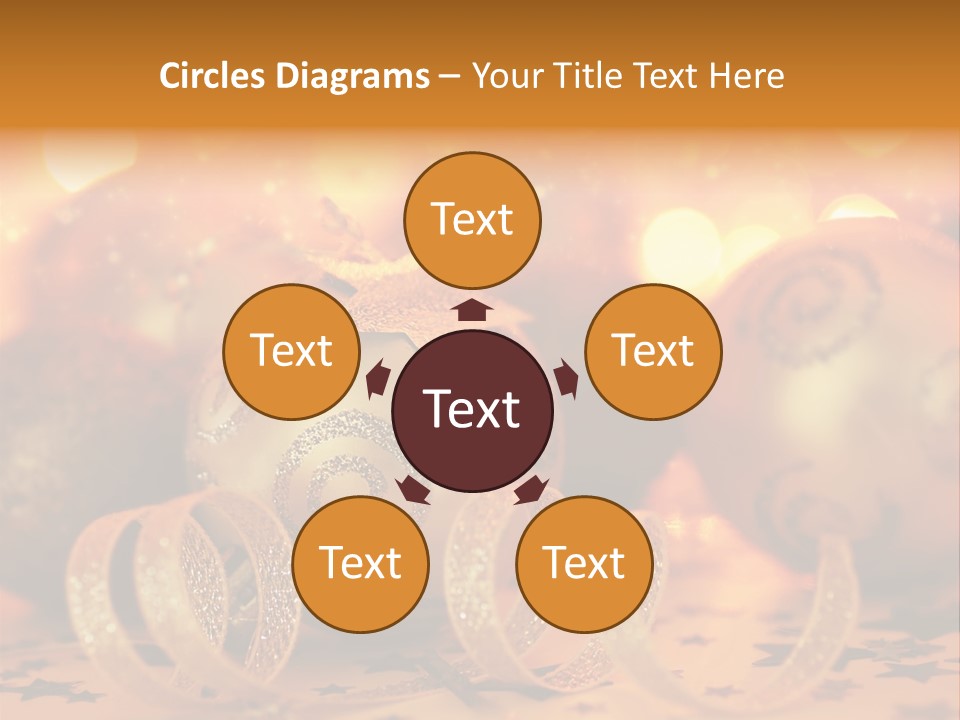 Xmas Ribbon Gold PowerPoint Template