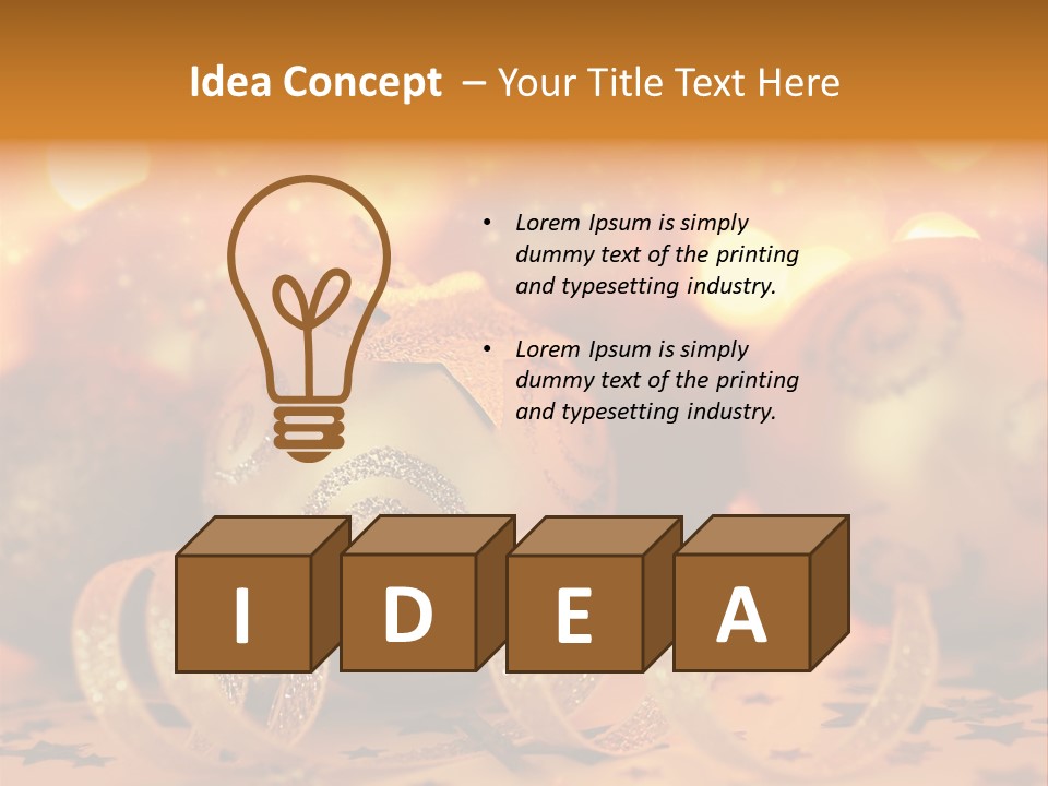 Xmas Ribbon Gold PowerPoint Template