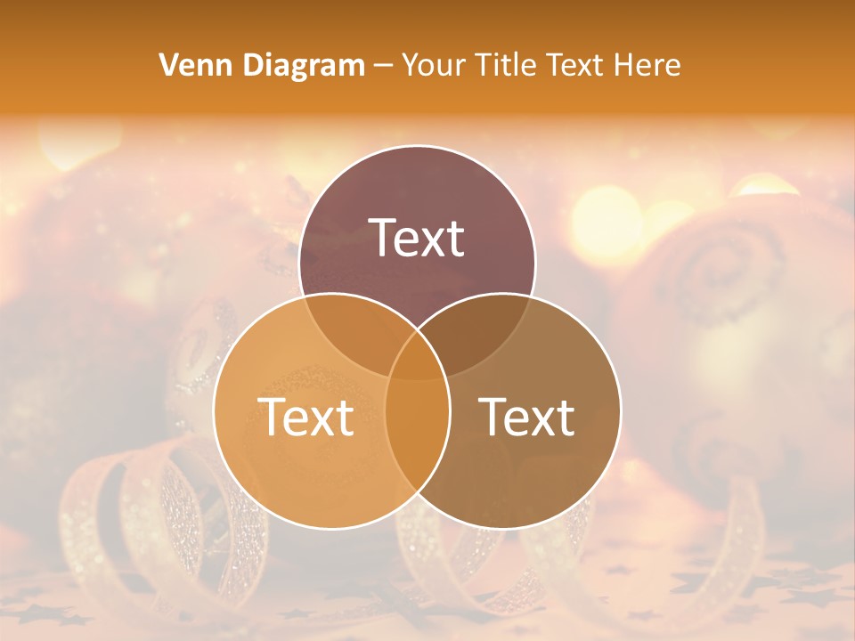 Xmas Ribbon Gold PowerPoint Template