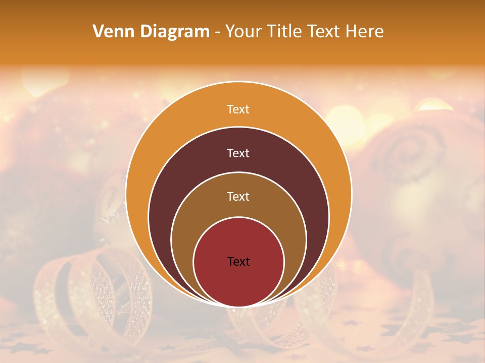 Xmas Ribbon Gold PowerPoint Template