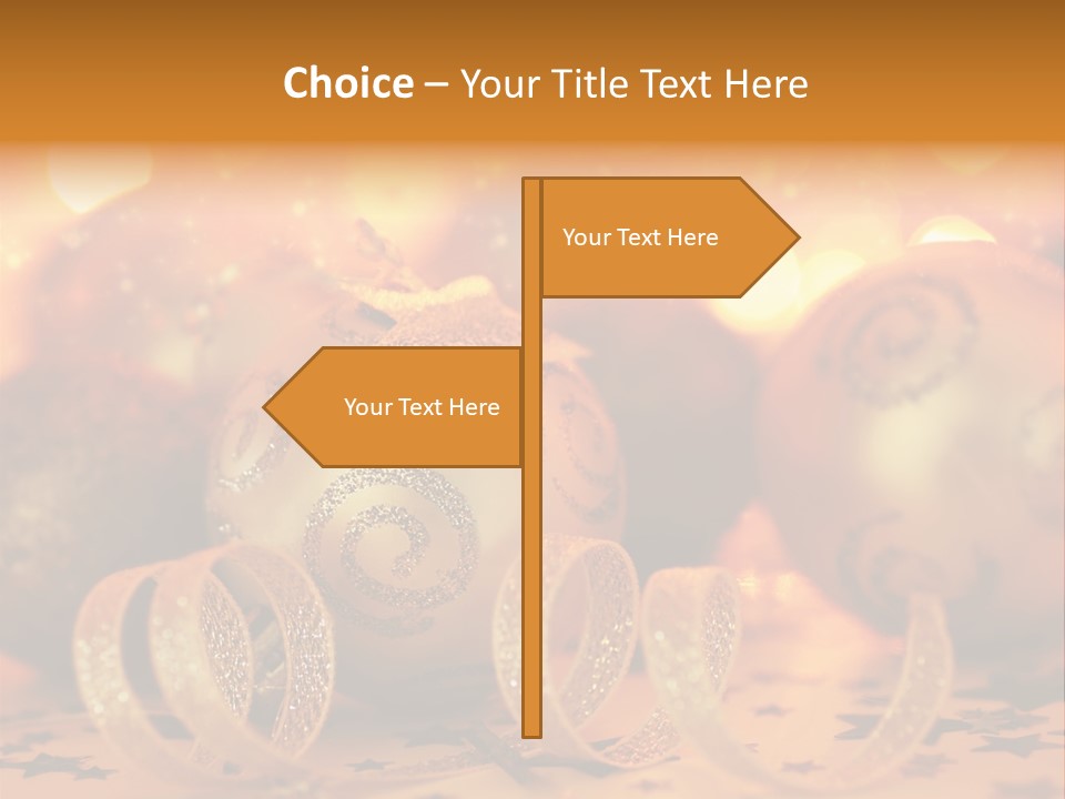 Xmas Ribbon Gold PowerPoint Template