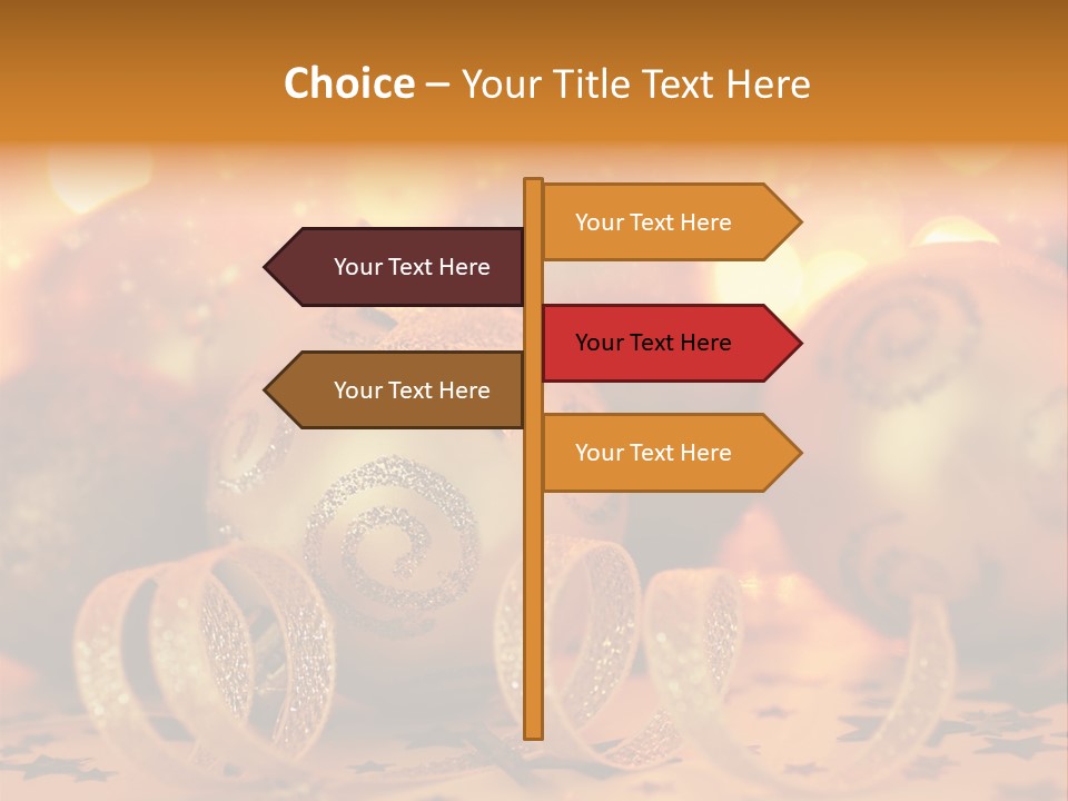 Xmas Ribbon Gold PowerPoint Template