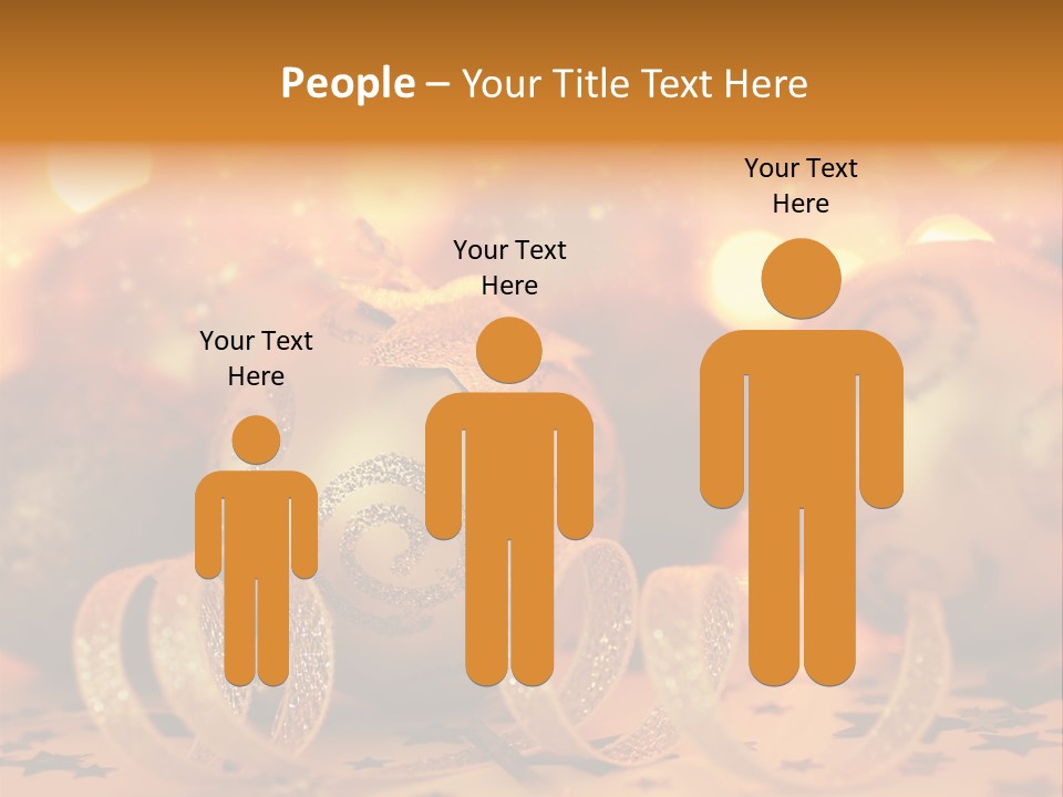 Xmas Ribbon Gold PowerPoint Template