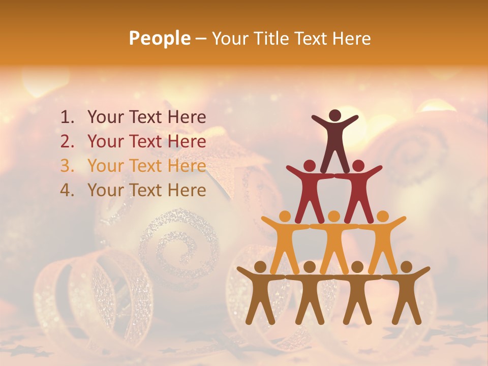 Xmas Ribbon Gold PowerPoint Template