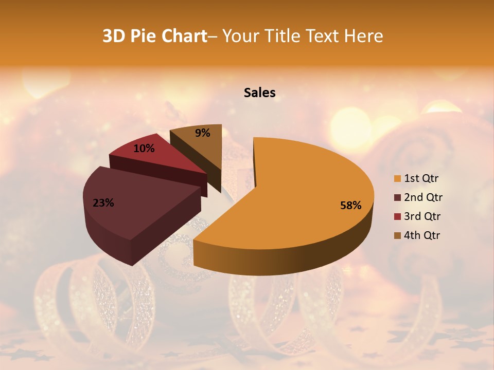 Xmas Ribbon Gold PowerPoint Template