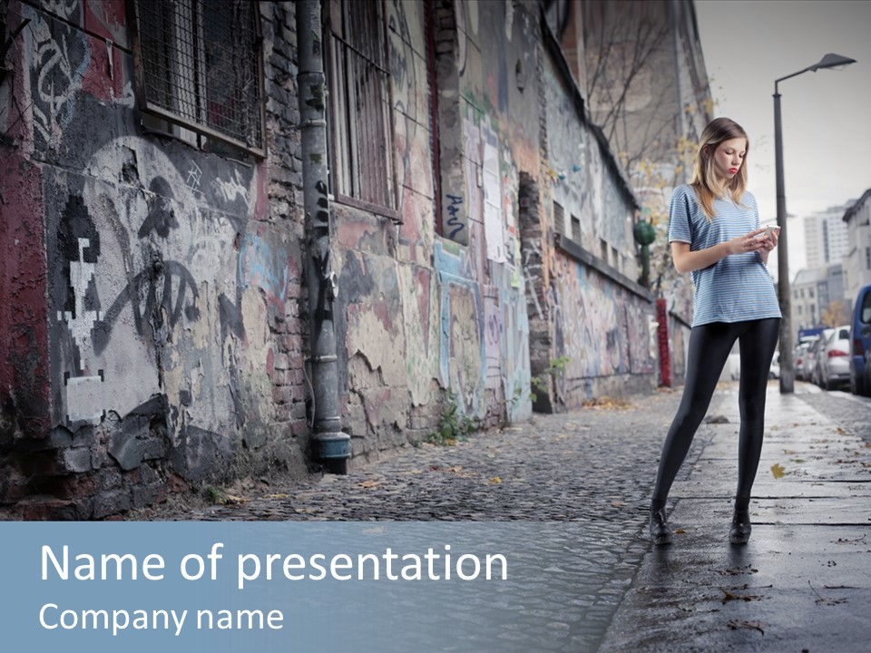 Mobile Outdoor Blonde PowerPoint Template