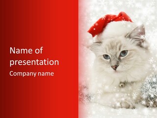 Santa Cat Cute PowerPoint Template