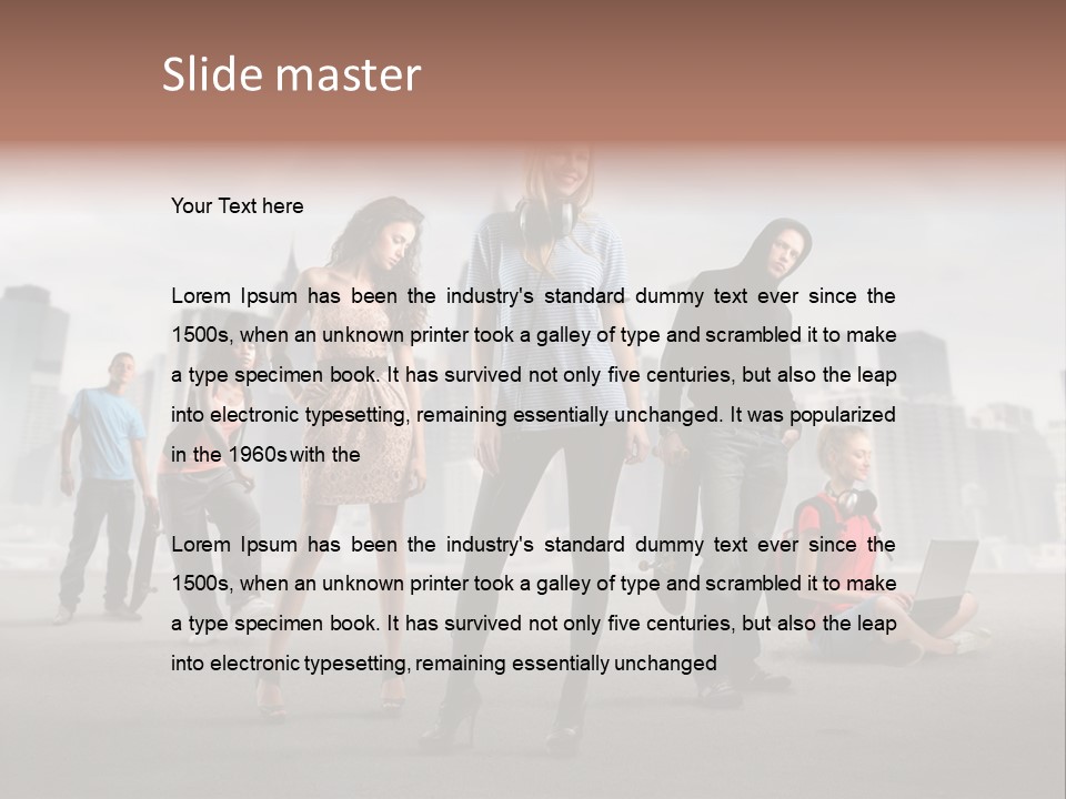 Laptop Skateboard Building PowerPoint Template