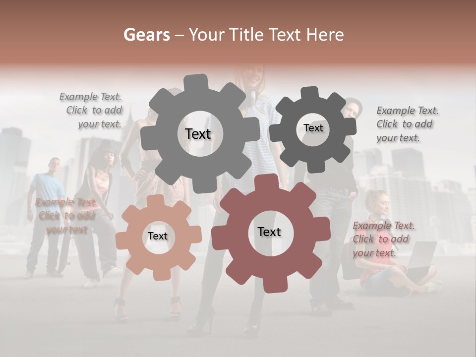 Laptop Skateboard Building PowerPoint Template