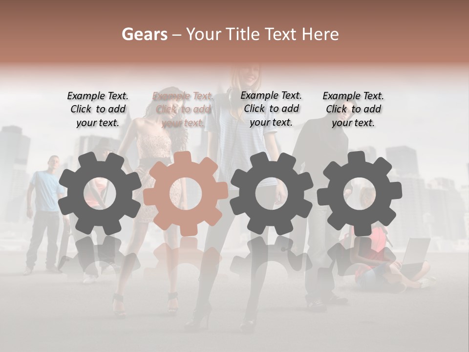 Laptop Skateboard Building PowerPoint Template