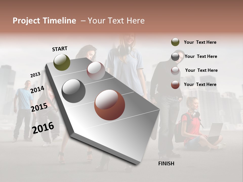 Laptop Skateboard Building PowerPoint Template
