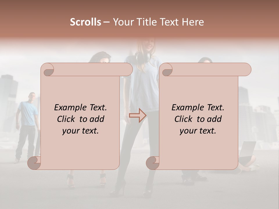 Laptop Skateboard Building PowerPoint Template