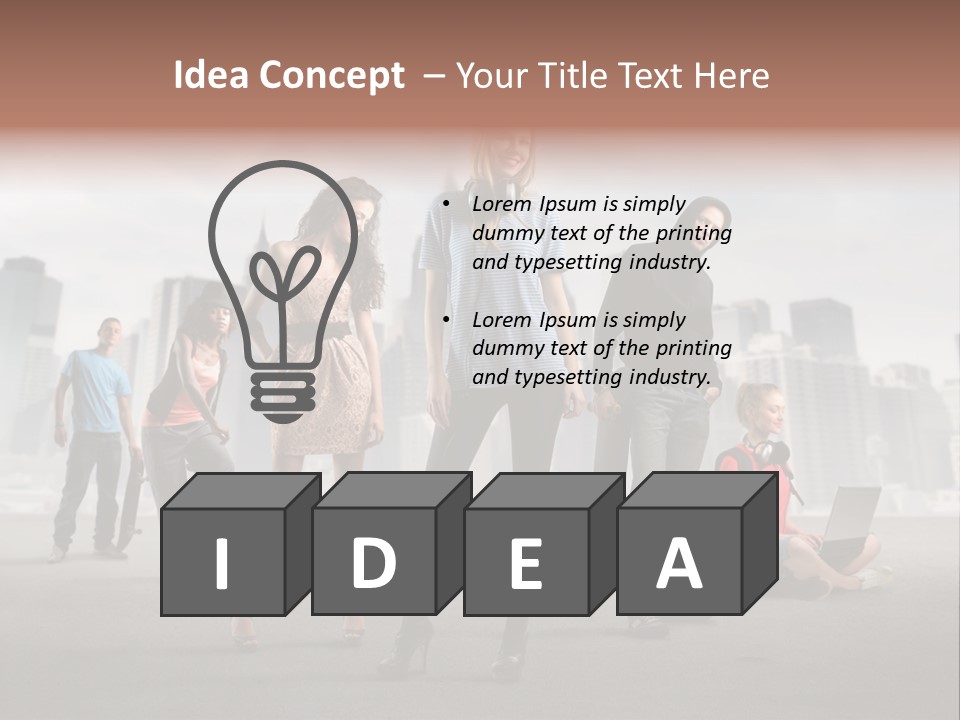 Laptop Skateboard Building PowerPoint Template