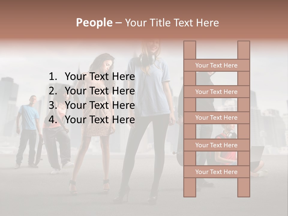 Laptop Skateboard Building PowerPoint Template