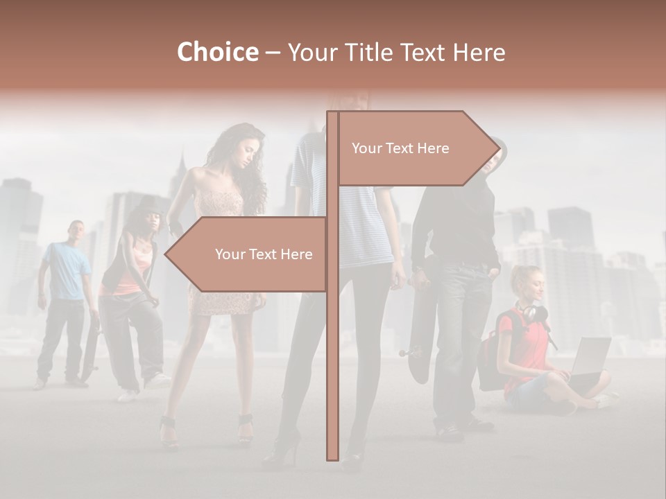 Laptop Skateboard Building PowerPoint Template