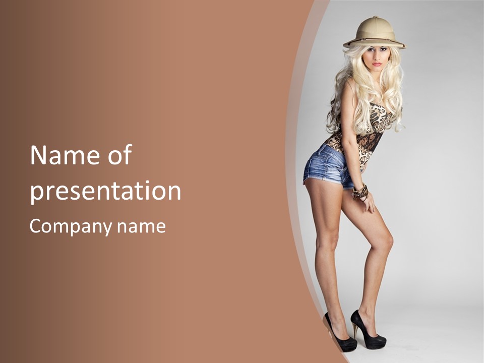 Female White Standing PowerPoint Template