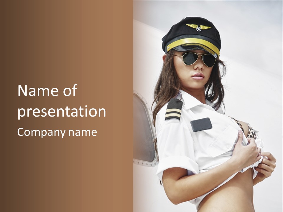 One Female Stewardess PowerPoint Template