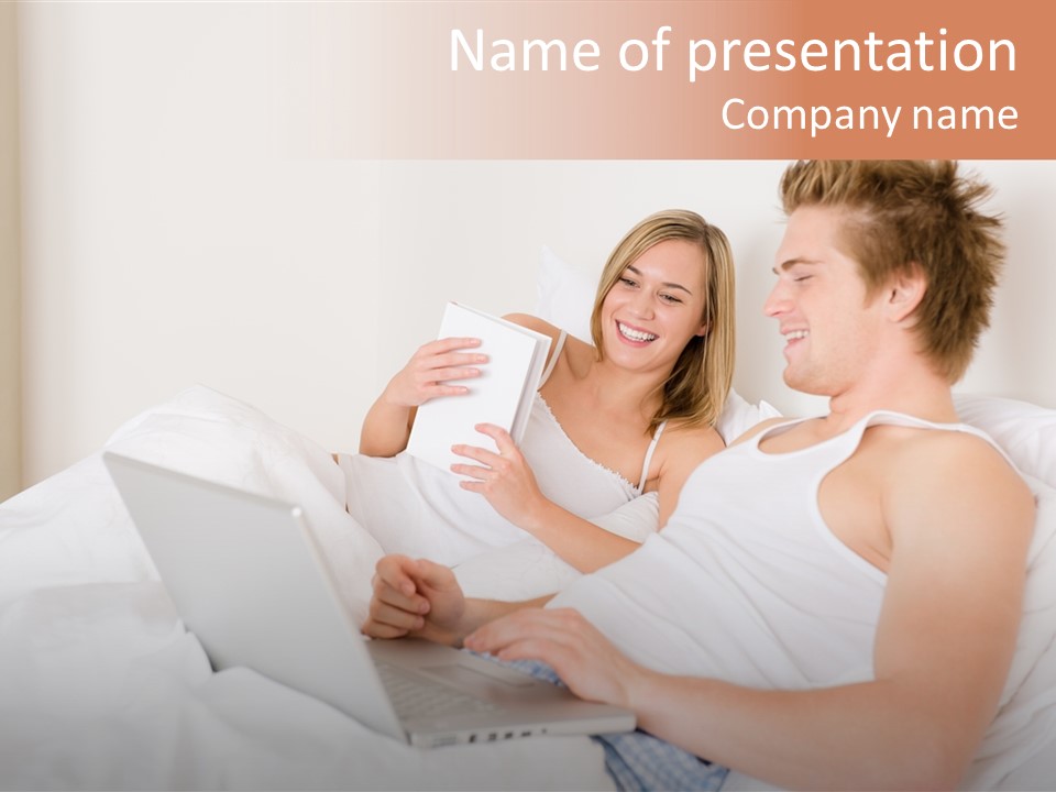 Wireless Lying Duvet PowerPoint Template