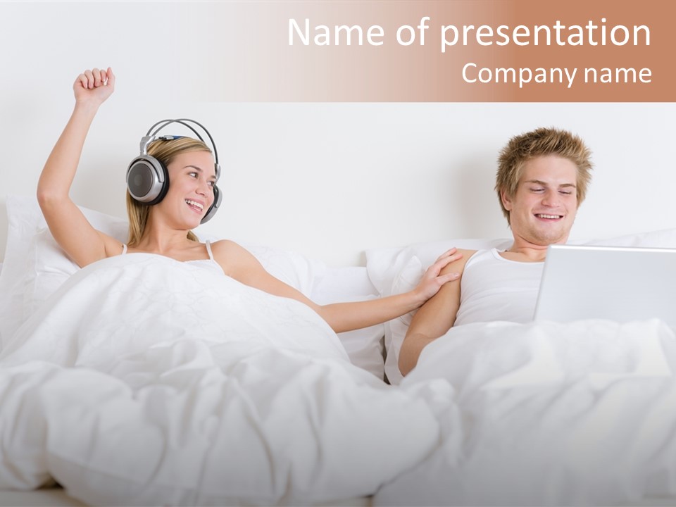 Home White Headphones PowerPoint Template