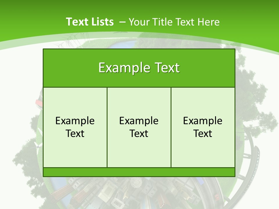 A Green And White Presentation With A City On Top Of It PowerPoint Template