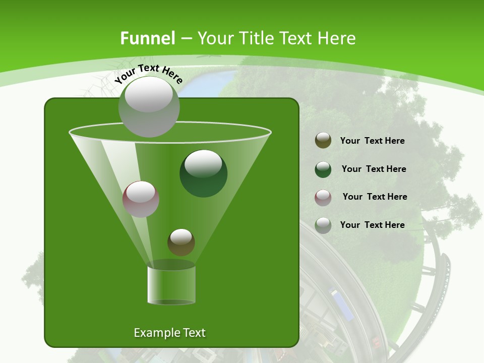 A Green And White Presentation With A City On Top Of It PowerPoint Template
