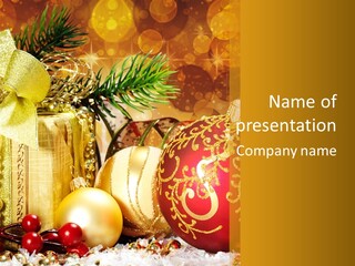 Decoration Card Golden PowerPoint Template