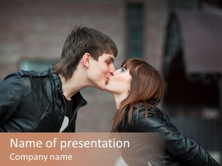 Boy Kiss Together PowerPoint Template