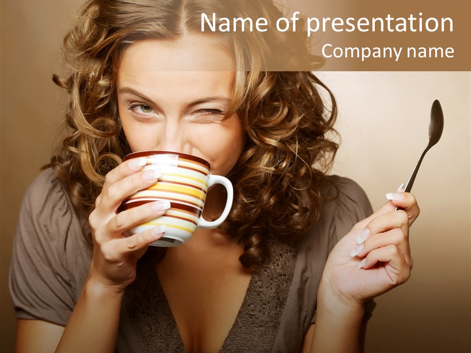 Cheerful Drink Person PowerPoint Template