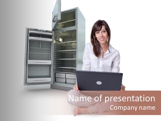 Woman Supermarket Technology PowerPoint Template