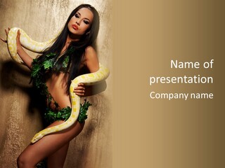 Posing Green Albino PowerPoint Template