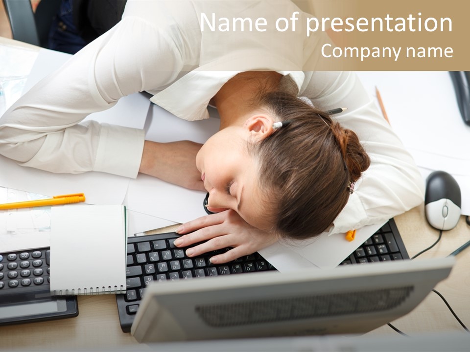 Girl Student Exhausted PowerPoint Template