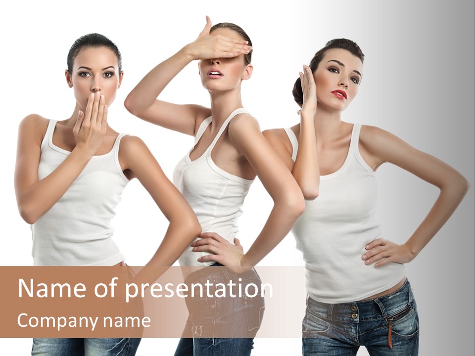 Lady Friends White PowerPoint Template