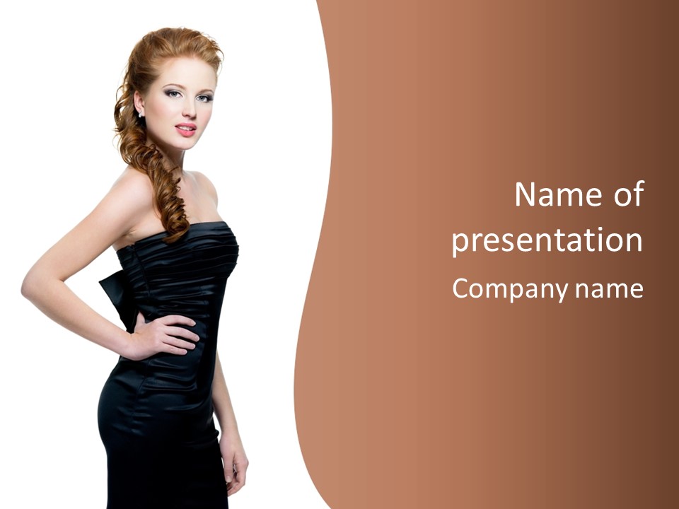 Dress Red Haired Full PowerPoint Template