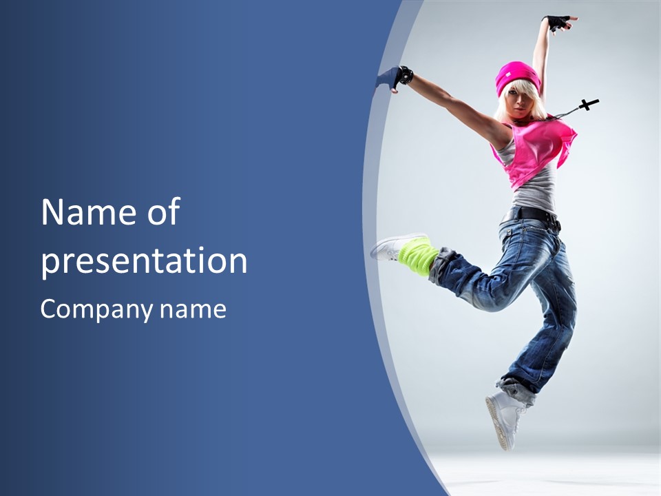 Woman Breakdancer Fly PowerPoint Template