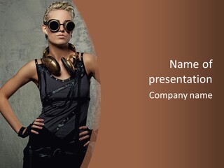 Aviator Headphones Posing PowerPoint Template