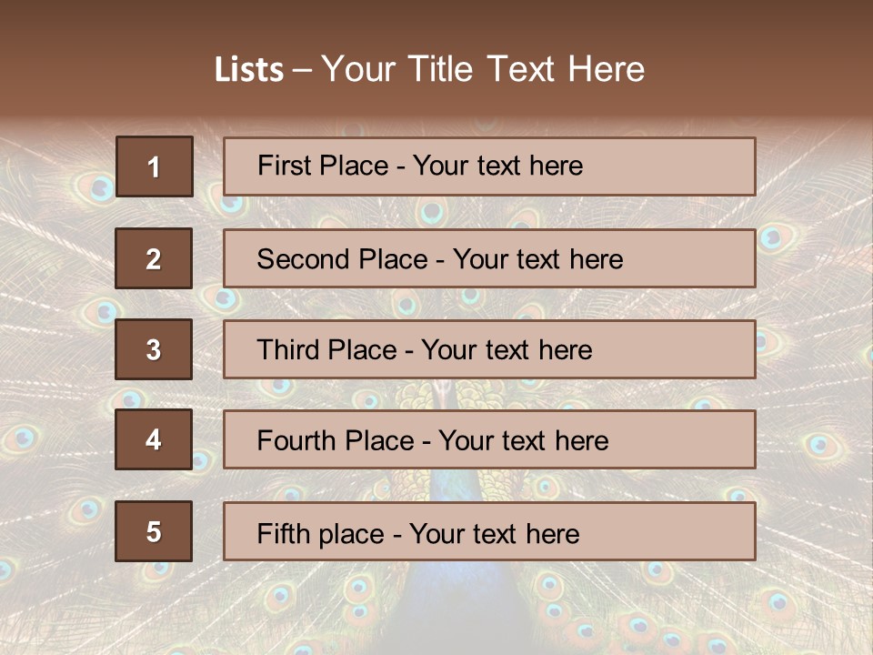 A Peacock With Its Feathers Spread Out PowerPoint Template