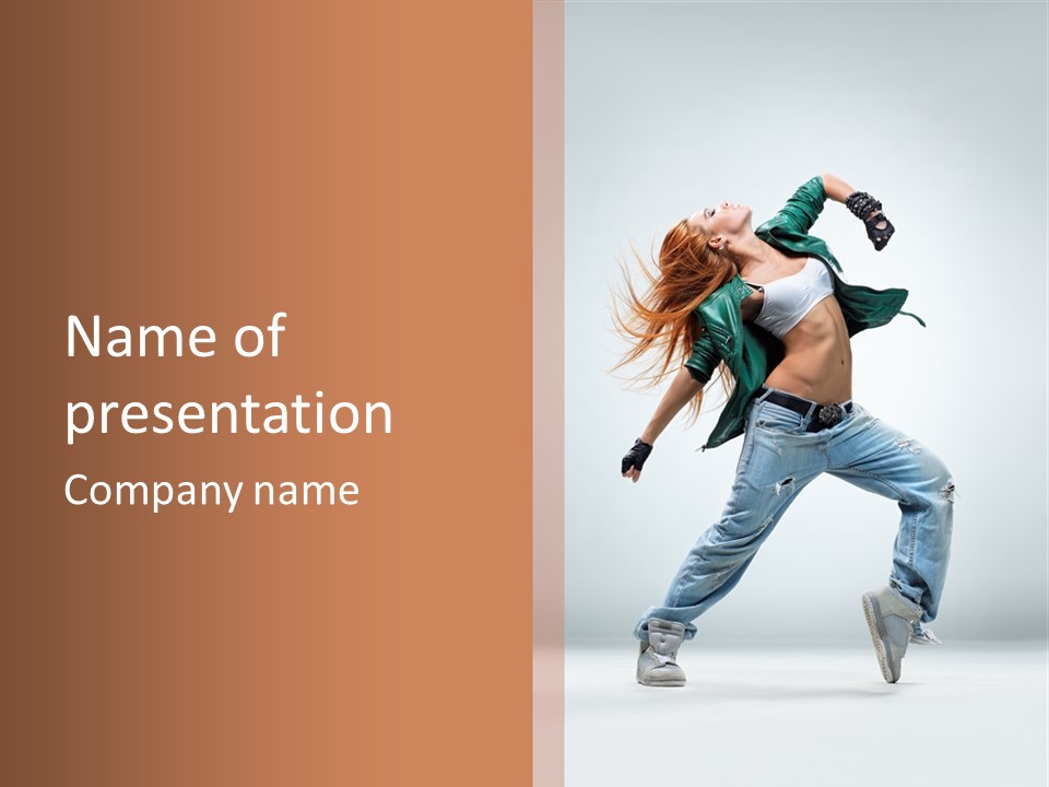 Girl Agility Breakdancer PowerPoint Template