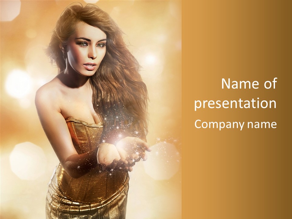 Golden Bright Model PowerPoint Template