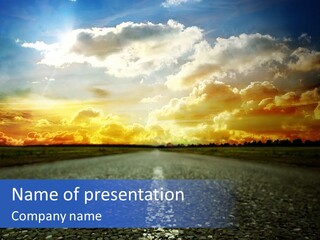 Direction Road Clouds PowerPoint Template