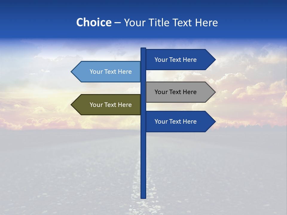 Direction Road Clouds PowerPoint Template