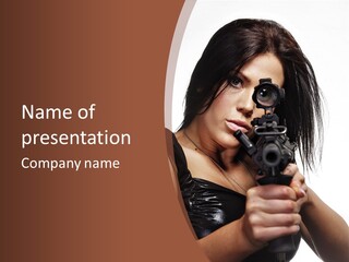 A Woman Holding A Gun In Her Hand PowerPoint Template