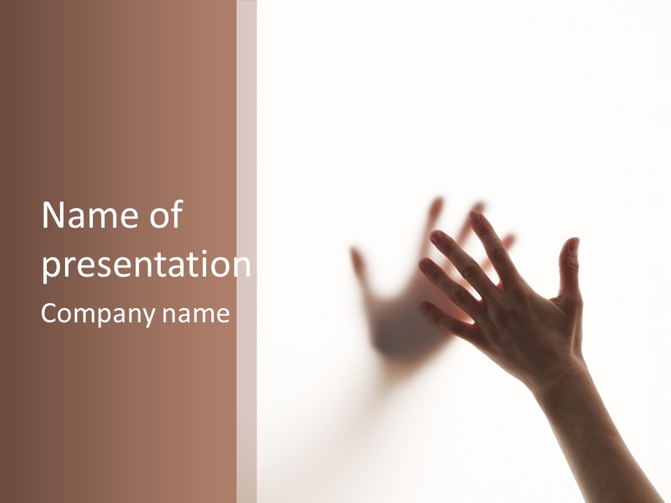 A Person's Hand Reaching Out From Behind A Wall PowerPoint Template