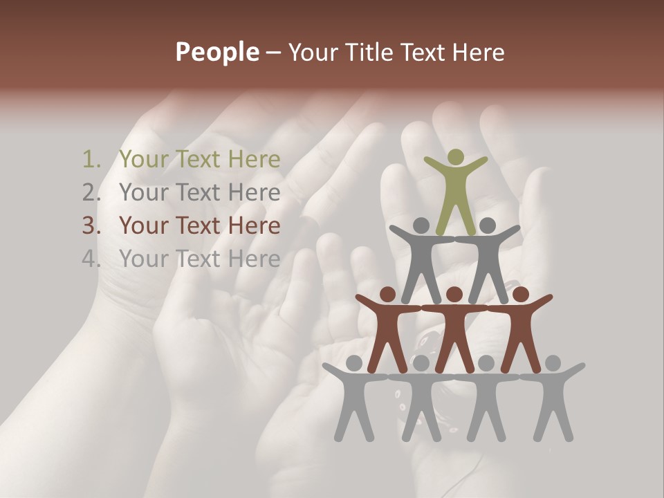 A Group Of Hands Holding Something In The Air PowerPoint Template