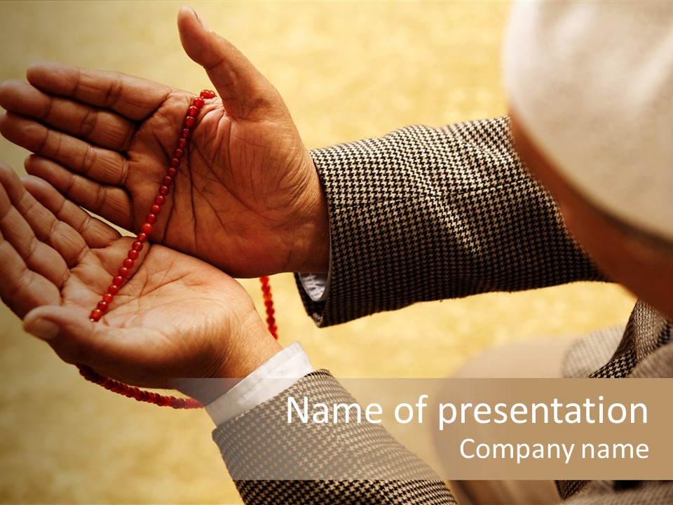 A Person Holding A Rosary In Their Hands PowerPoint Template