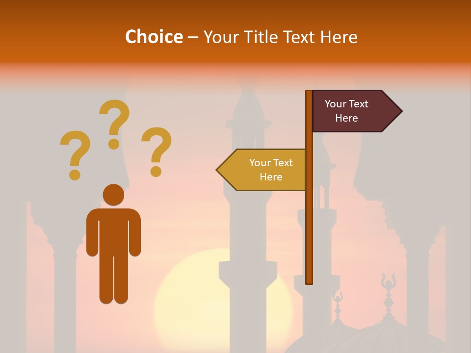 A Silhouette Of A Mosque With A Sunset In The Background PowerPoint Template