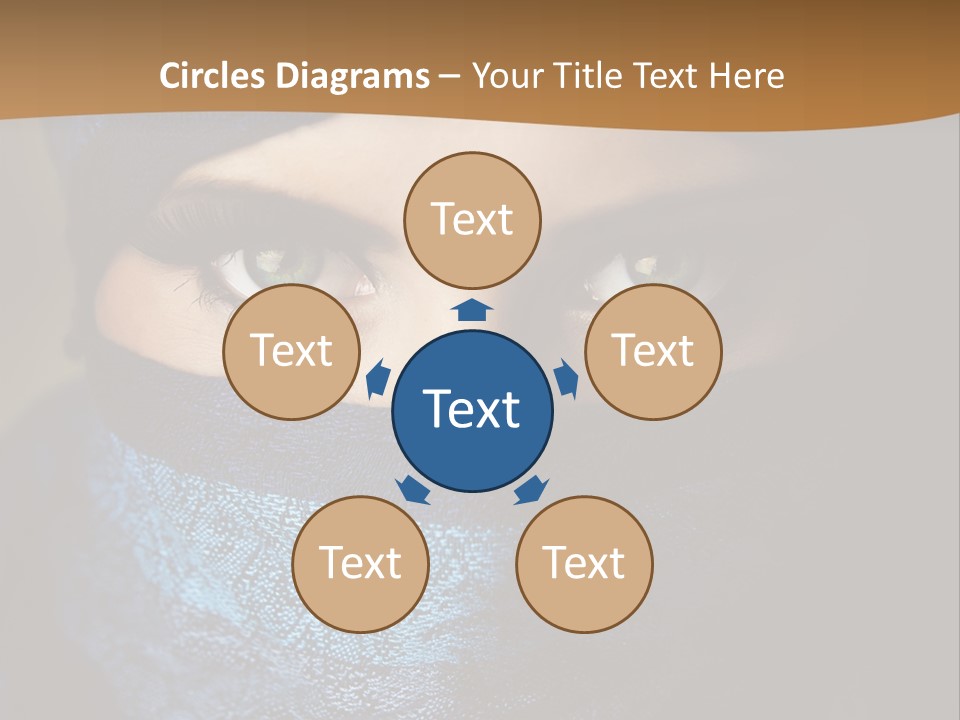 A Woman Wearing A Blue Veil With A Brown Background PowerPoint Template