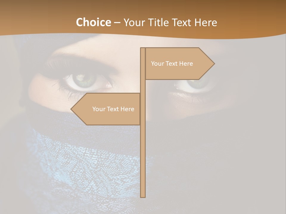 A Woman Wearing A Blue Veil With A Brown Background PowerPoint Template