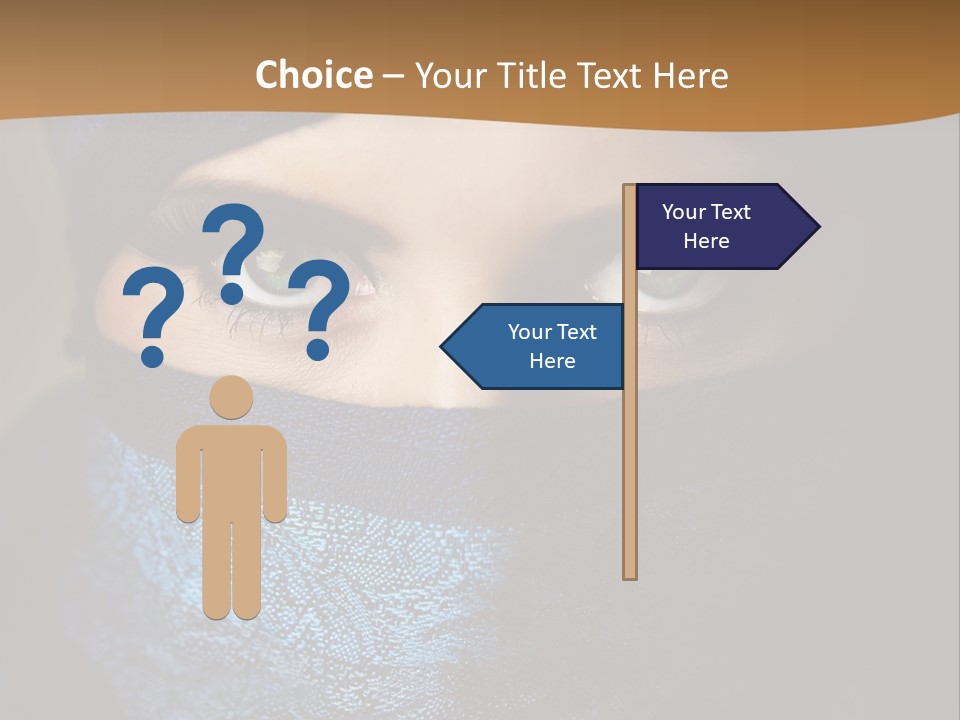 A Woman Wearing A Blue Veil With A Brown Background PowerPoint Template