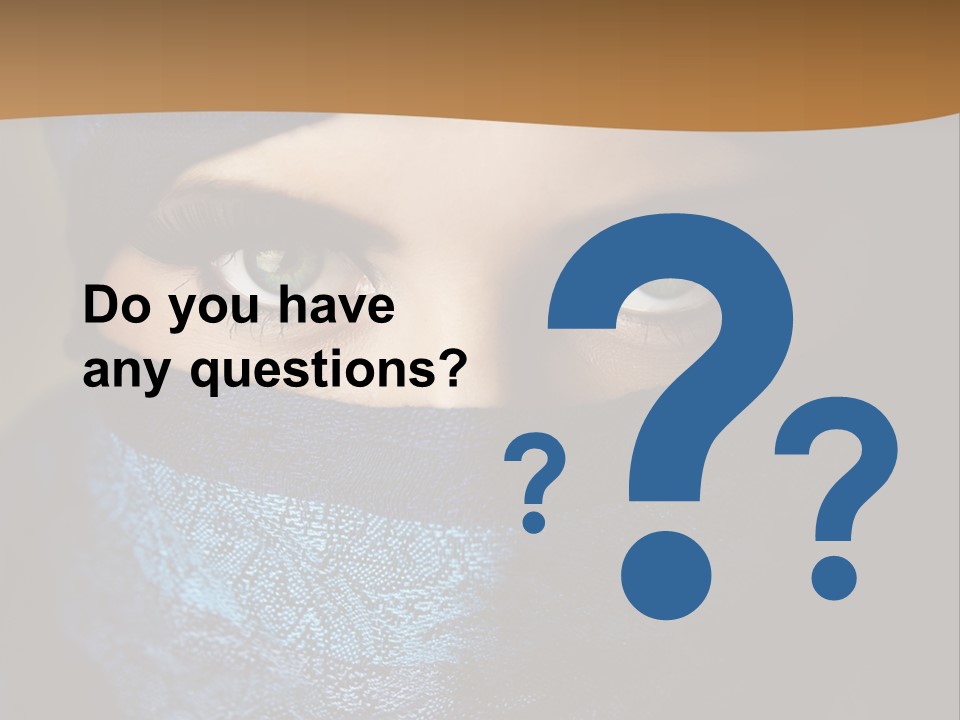 A Woman Wearing A Blue Veil With A Brown Background PowerPoint Template